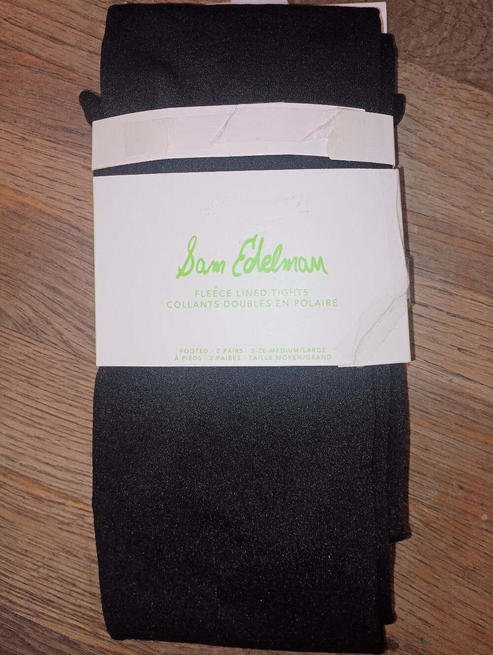 Sam Edelman FLEECE LINED TOGHTS/Opaque Black Womens Sz L/XL
